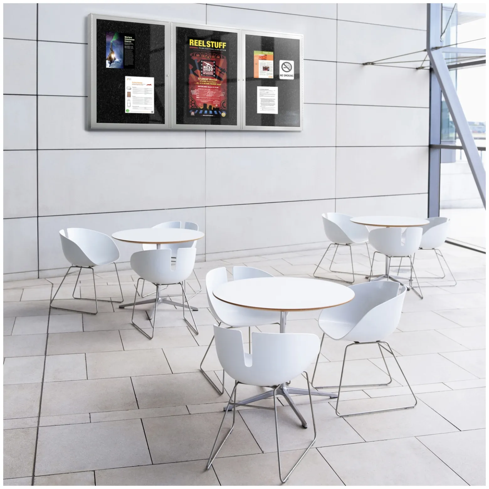 2 Door Enclosed Recycled Rubber Bulletin Board 5'Wx4'H