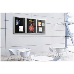 3 Door Enclosed Recycled Rubber Bulletin Board 8'Wx4'H