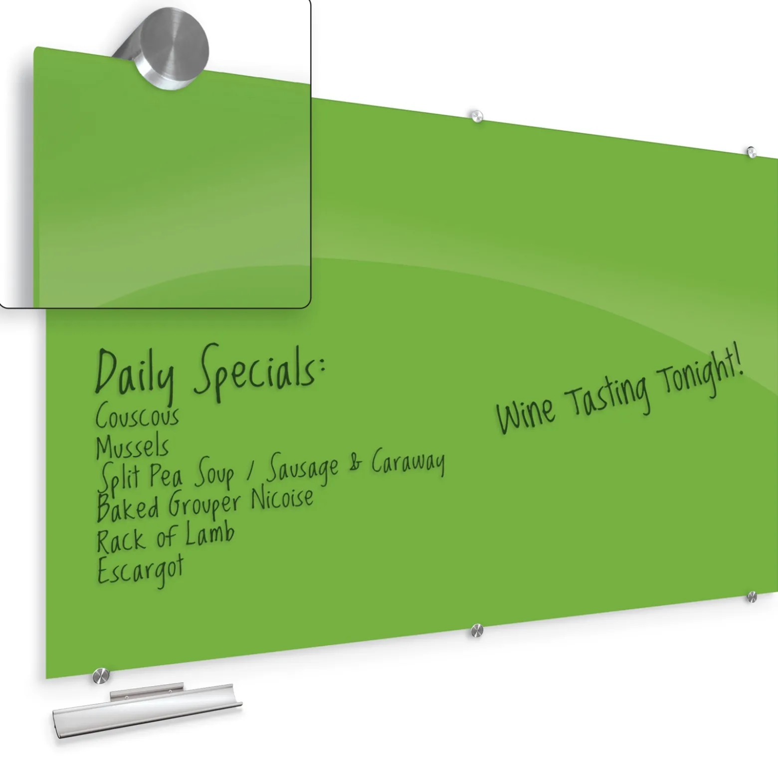 8' W x 4' H Magnetic Square Corner Glass Board