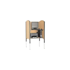 Adjustable Height Kiosk Carrel with CPU Shelf