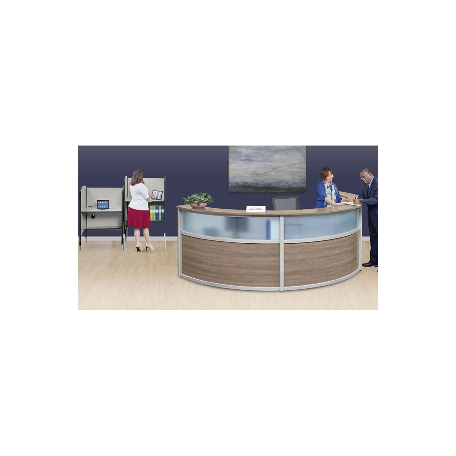Adjustable Height Kiosk Carrel with CPU Shelf