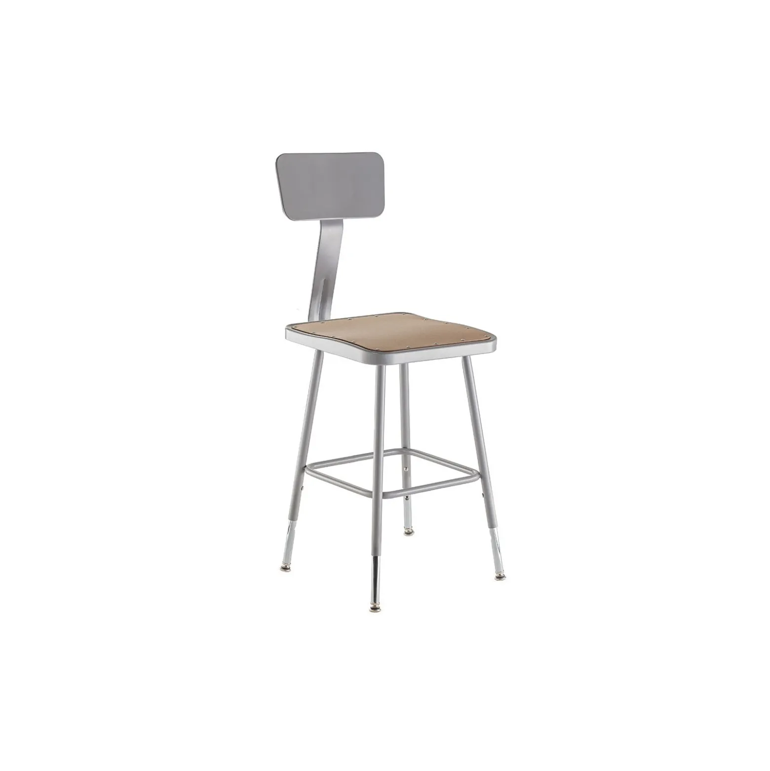 Adjustable Height Lab Stool with Backrest - 18-26"H