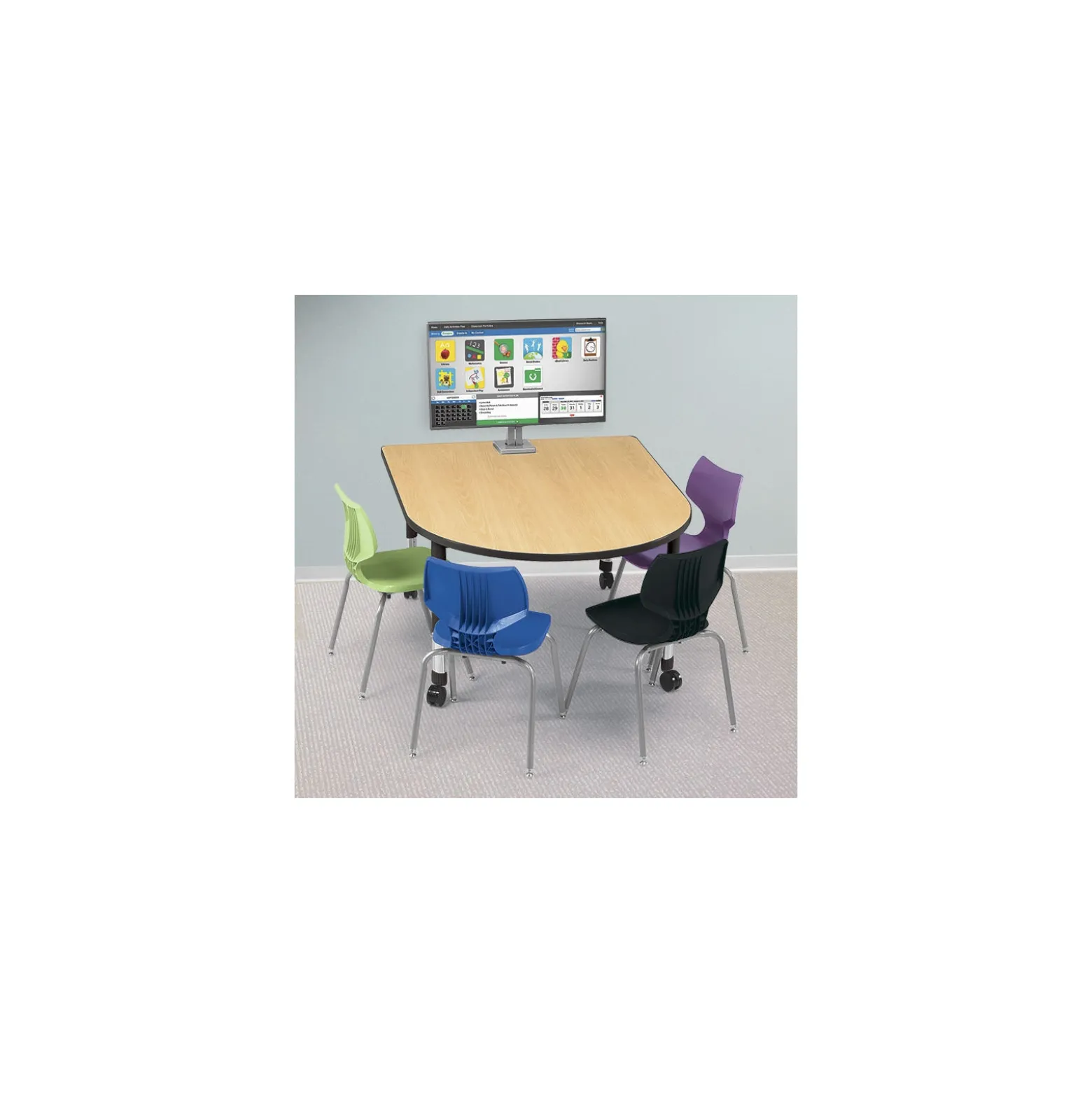 Adjustable Height Medium Size Media Table with Two Outlets - 60" x 48"
