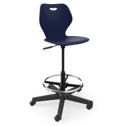 Adjustable Height Student Task Stool with Carpet Casters