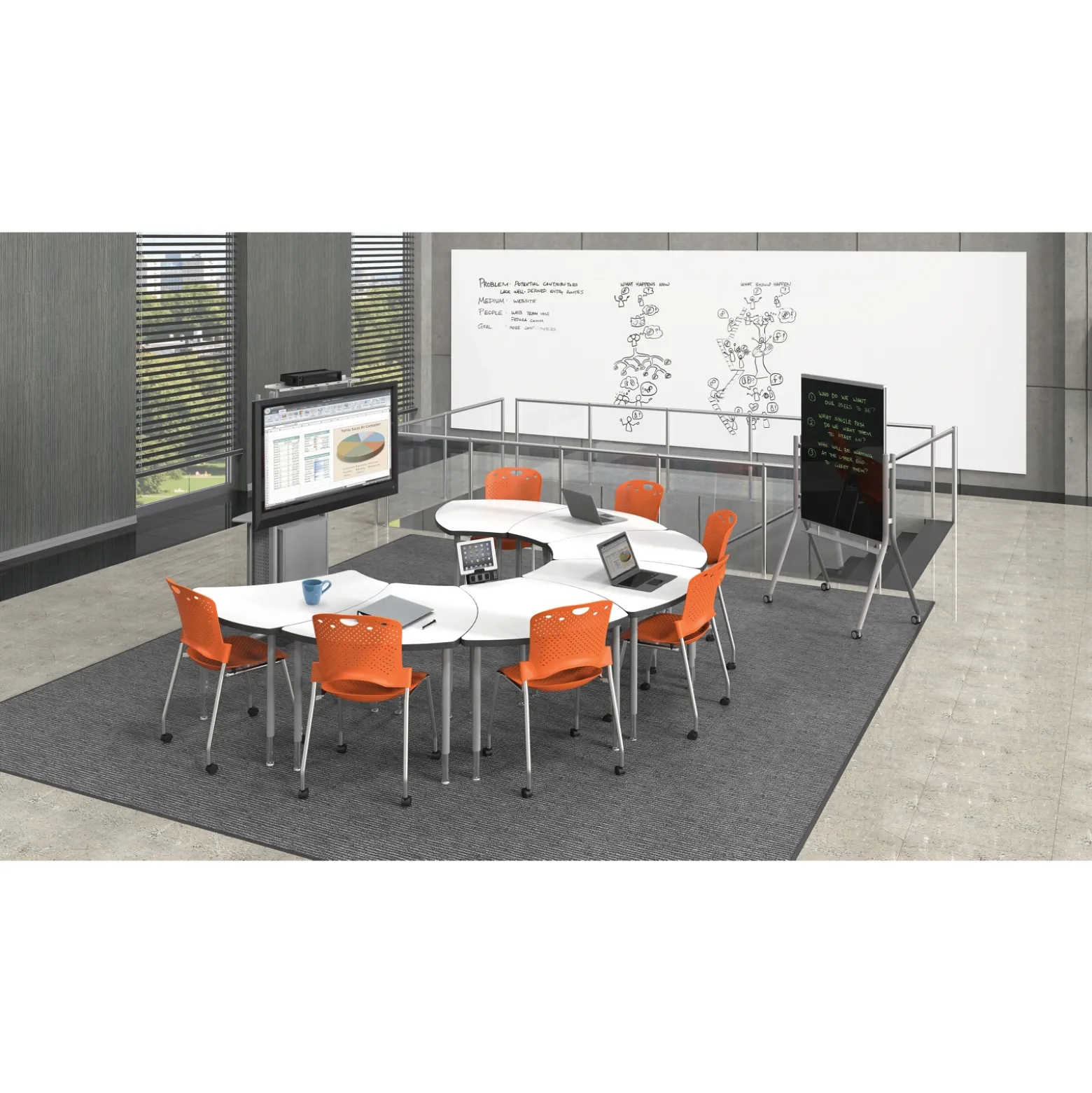 Adjustable Height Whiteboard Desk - 30"W