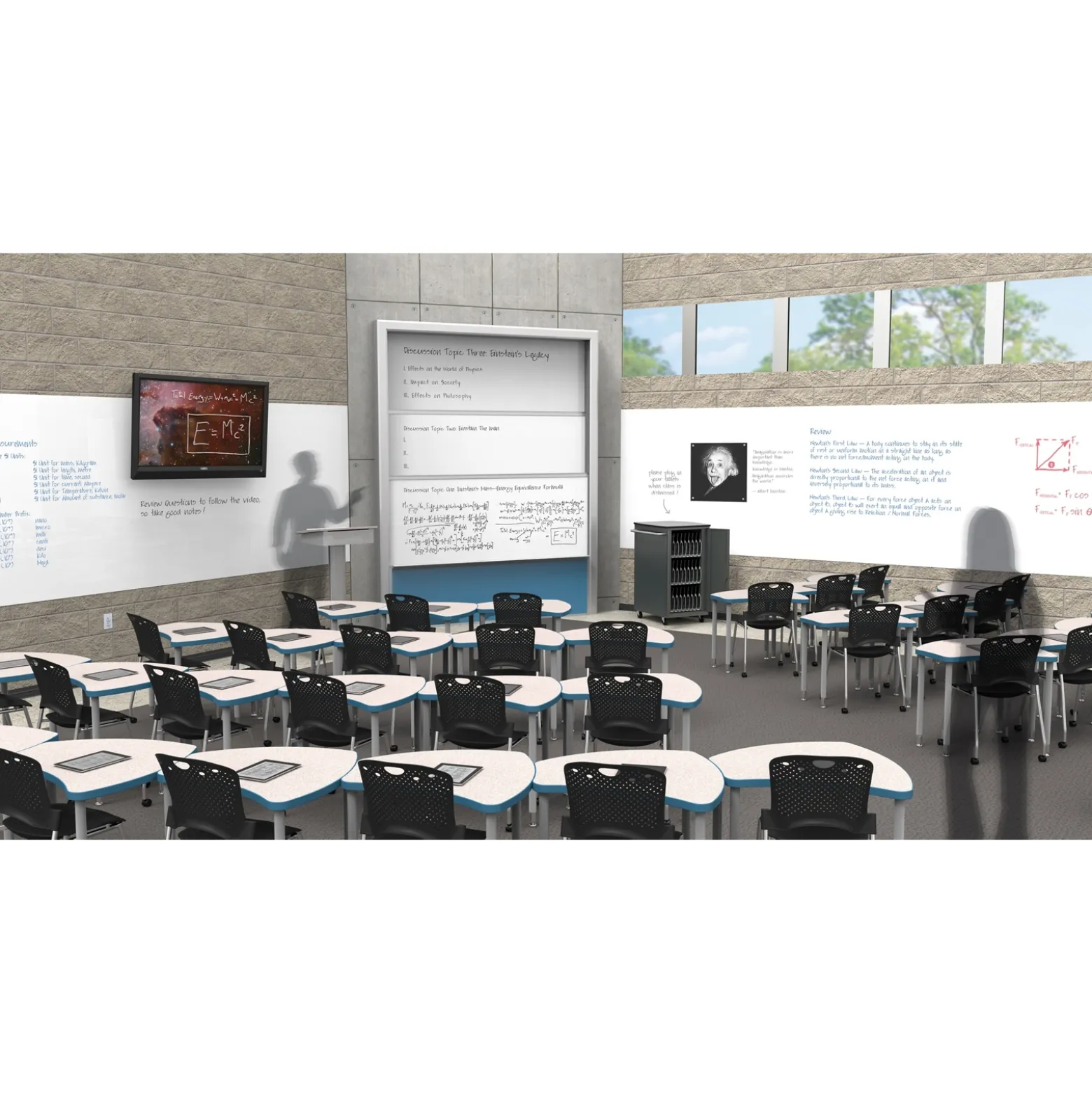 Adjustable Height Whiteboard Desk - 30"W