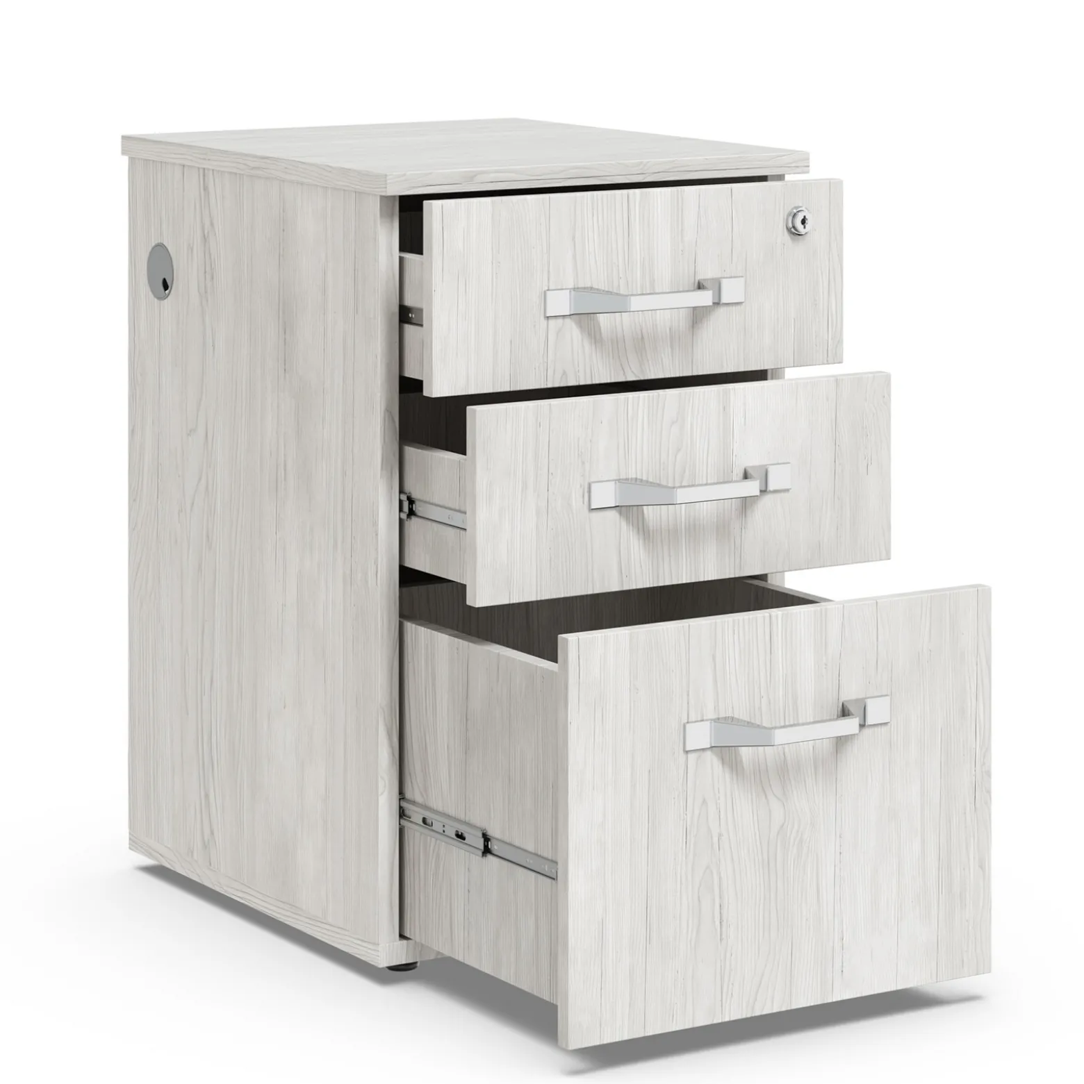 Allure 3 Drawer File Pedestal with Power - 16"W x 18"D