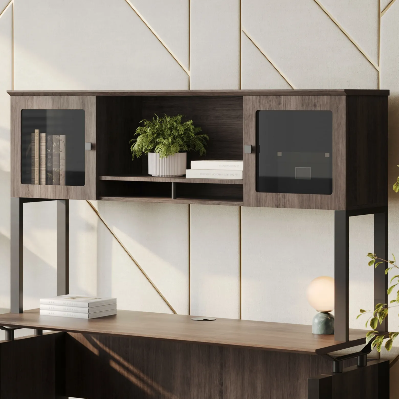 Allure Credenza-Supported Storage Hutch - 66"W