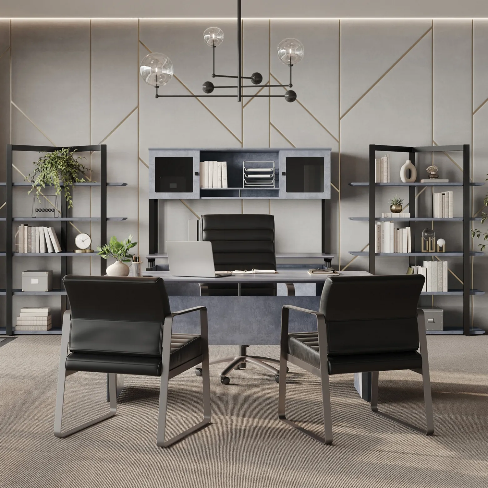 Allure Credenza-Supported Storage Hutch - 72"W