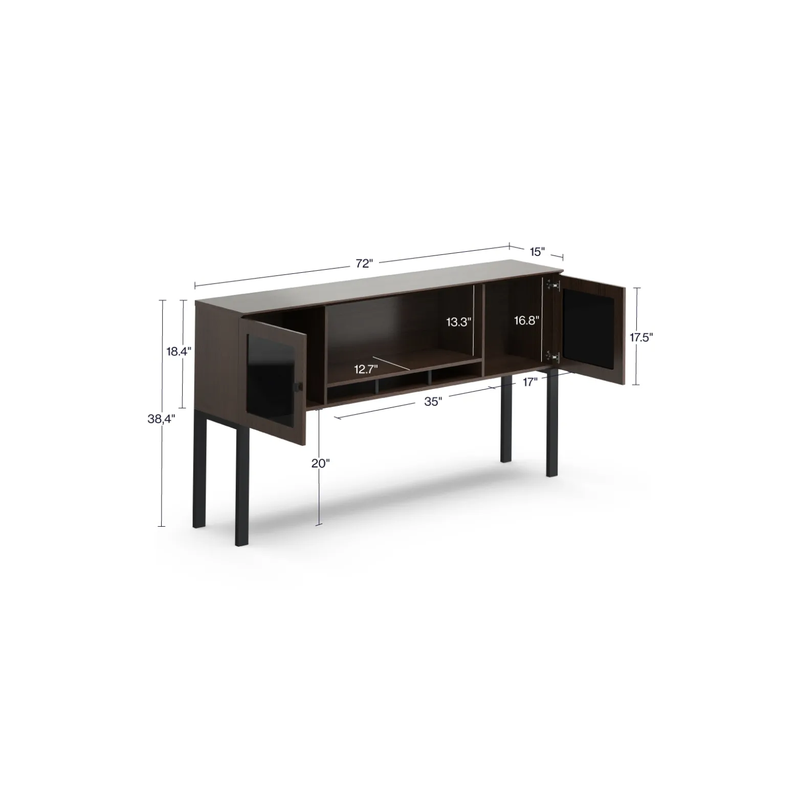 Allure Credenza-Supported Storage Hutch - 72"W