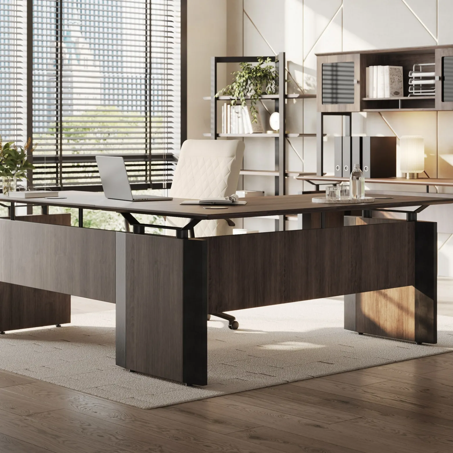 Allure Executive L-Shaped Desk 66"W x 78"D