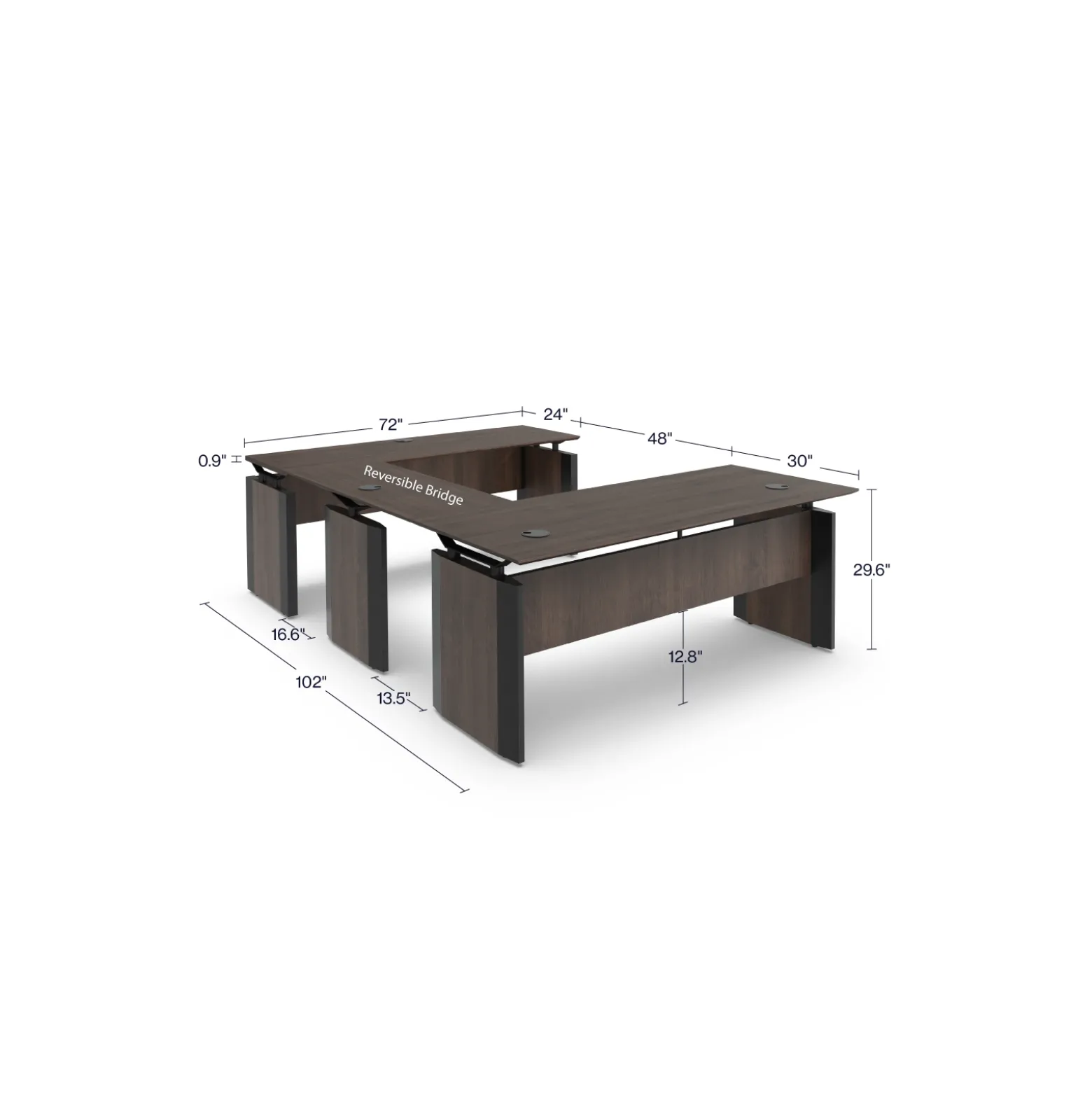 Allure Executive U-Desk - 72"W x 102"D