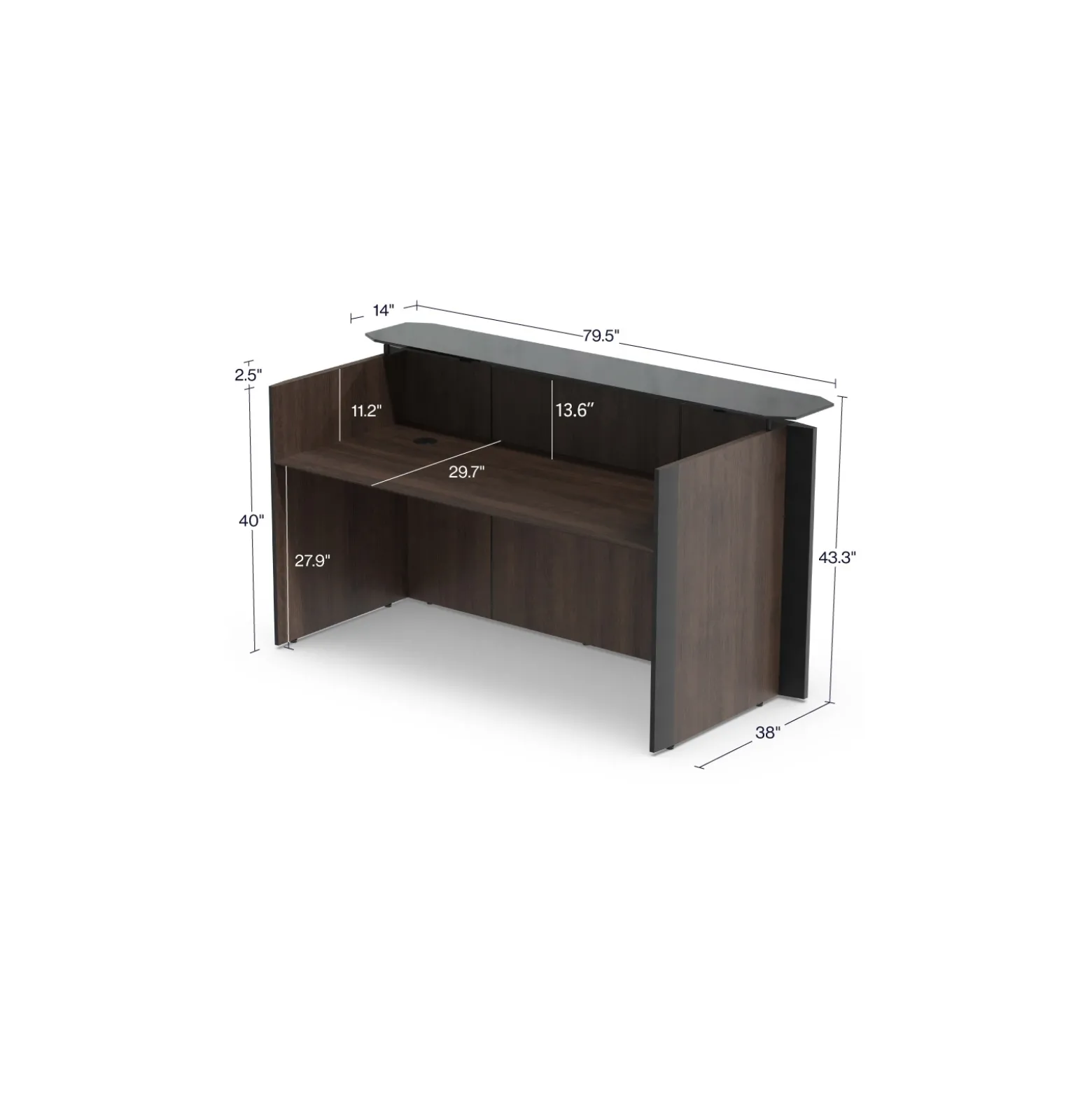 Allure Glass Top Reception Desk - 80"W x 38"D