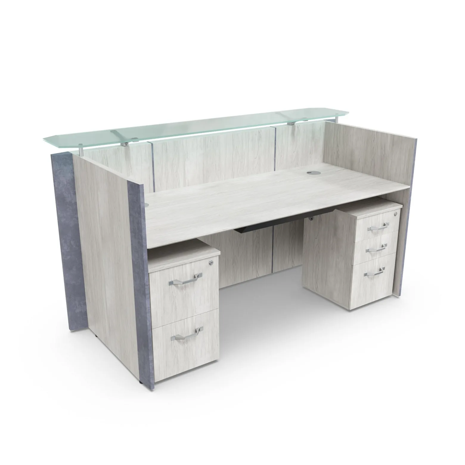 Allure Glass Top Reception Desk - 80"W x 38"D