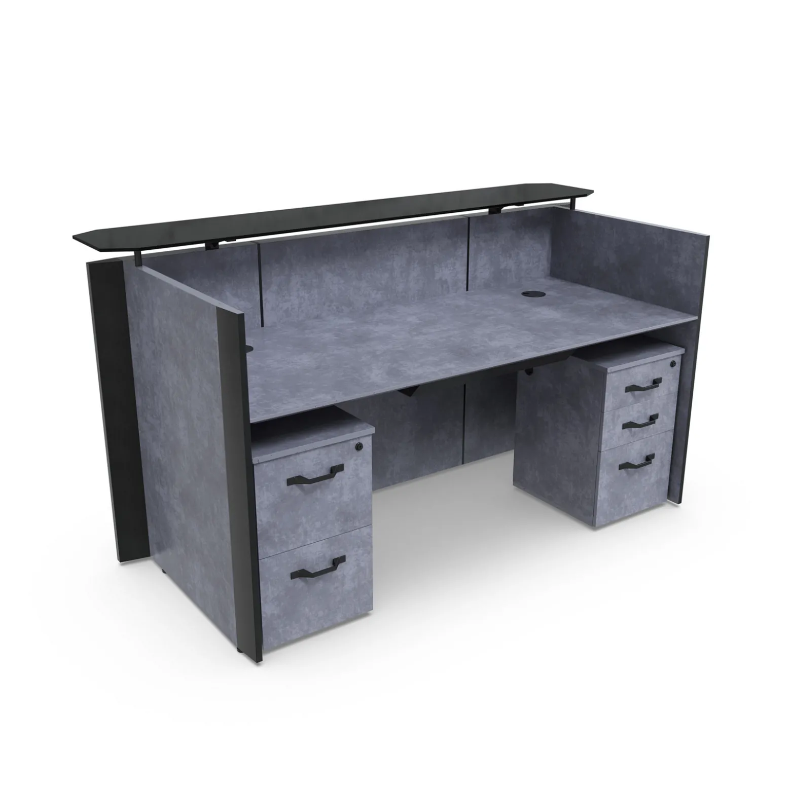 Allure Glass Top Reception Desk - 80"W x 38"D