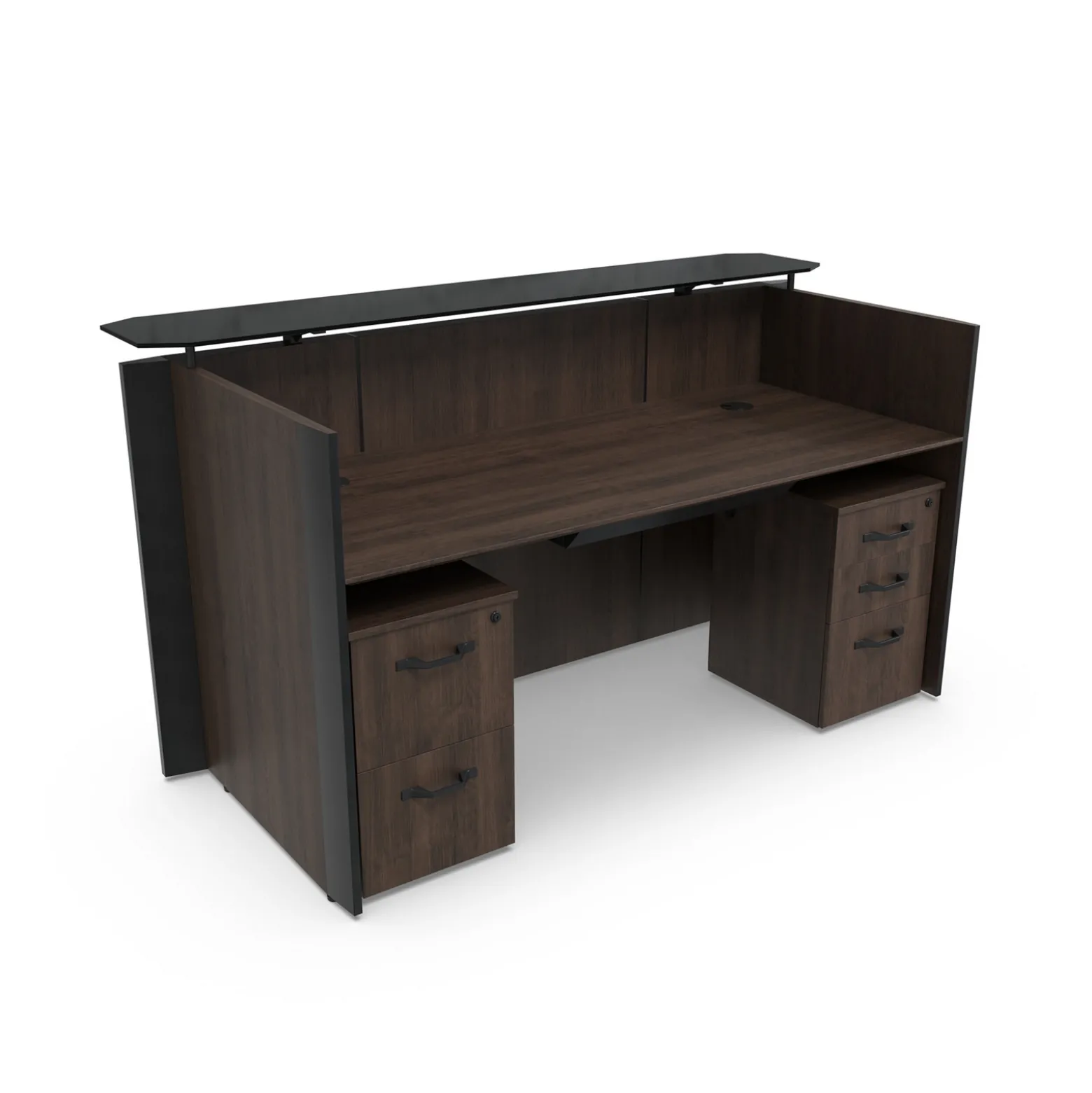 Allure Glass Top Reception Desk - 80"W x 38"D