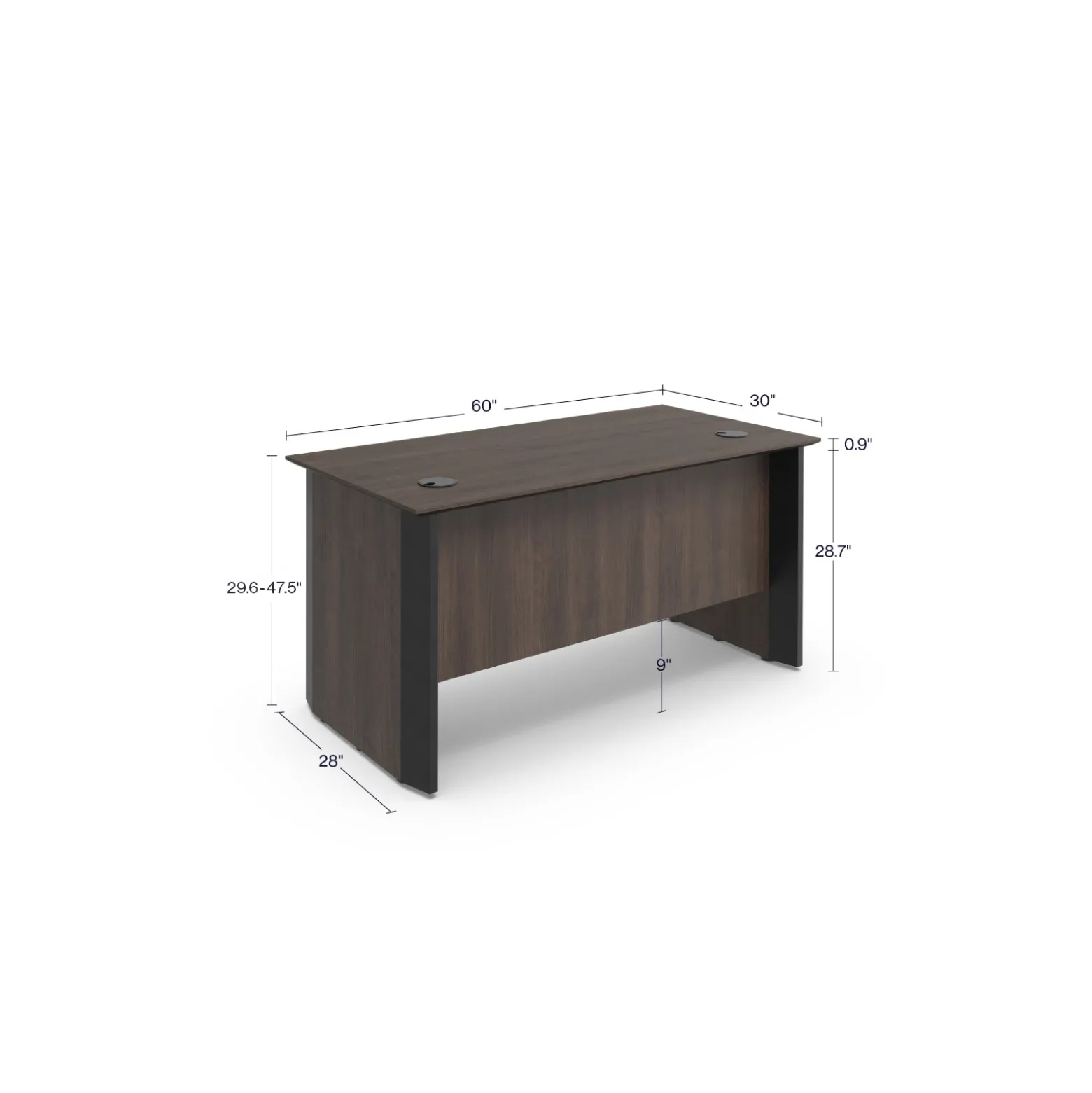 Allure Height Adjustable Desk - 60"W x 30"D