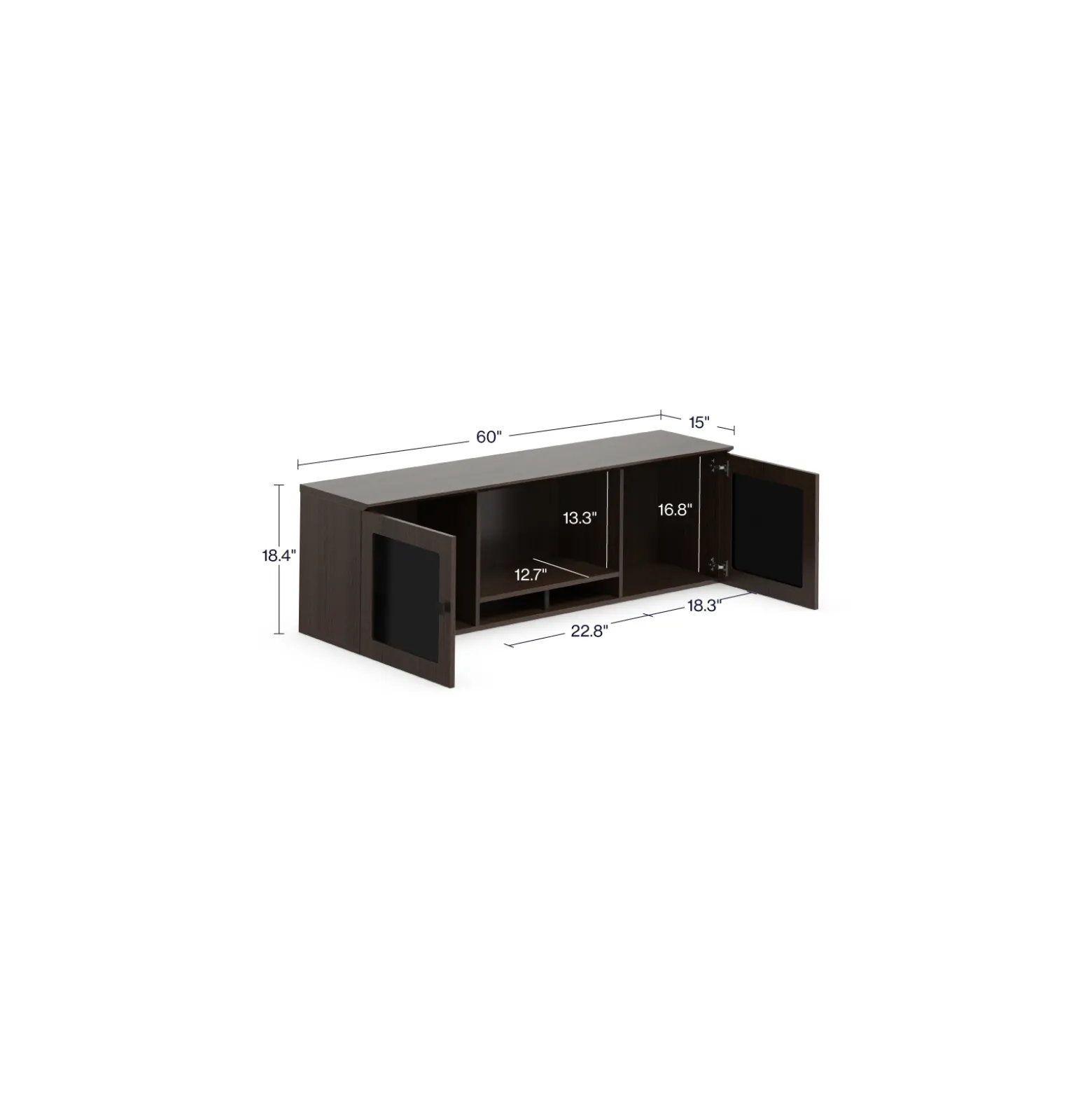 Allure Wall-Mounted Storage Hutch - 60"W x 15"D