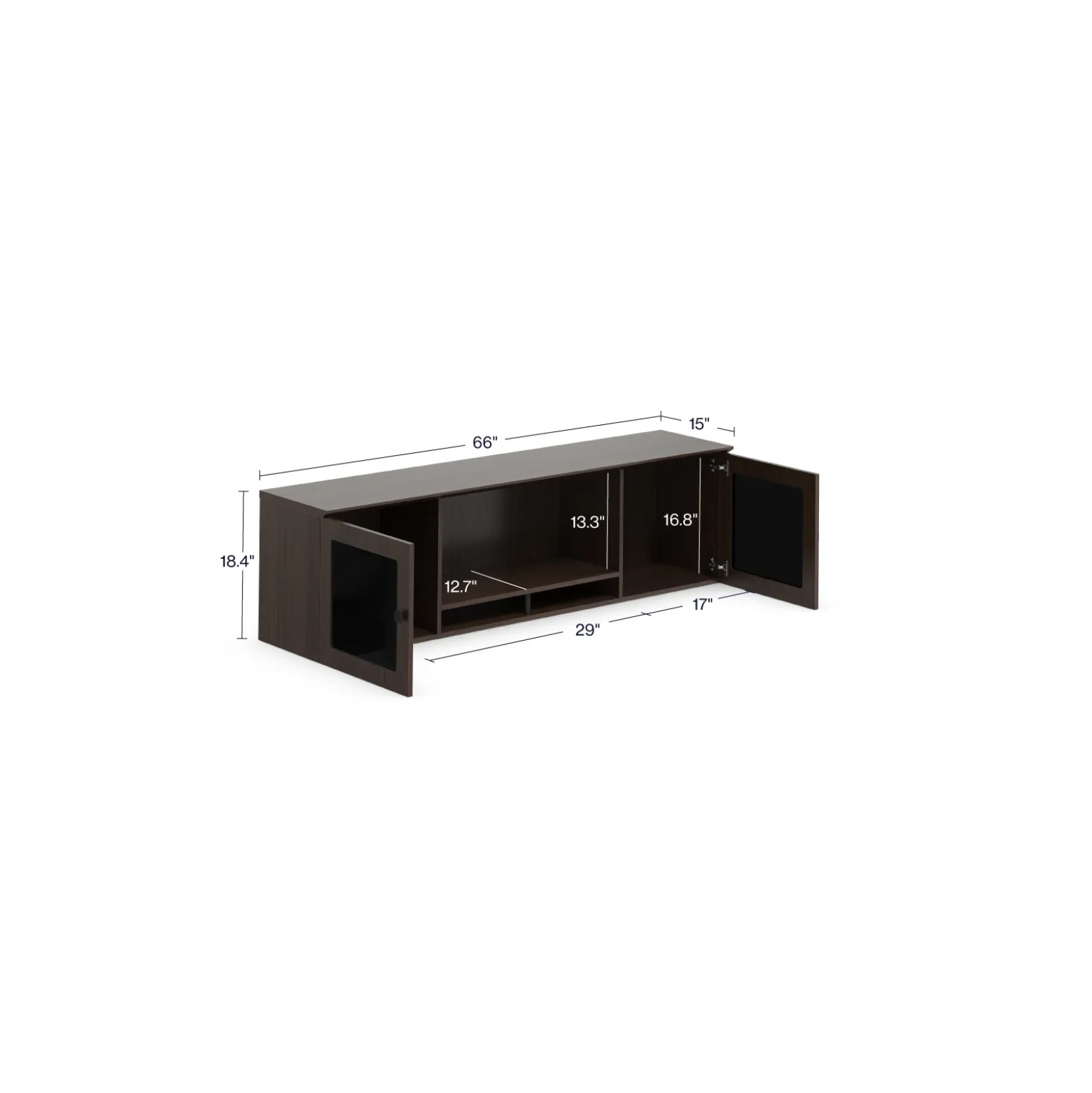 Allure Wall-Mounted Storage Hutch - 66"W x 15"D