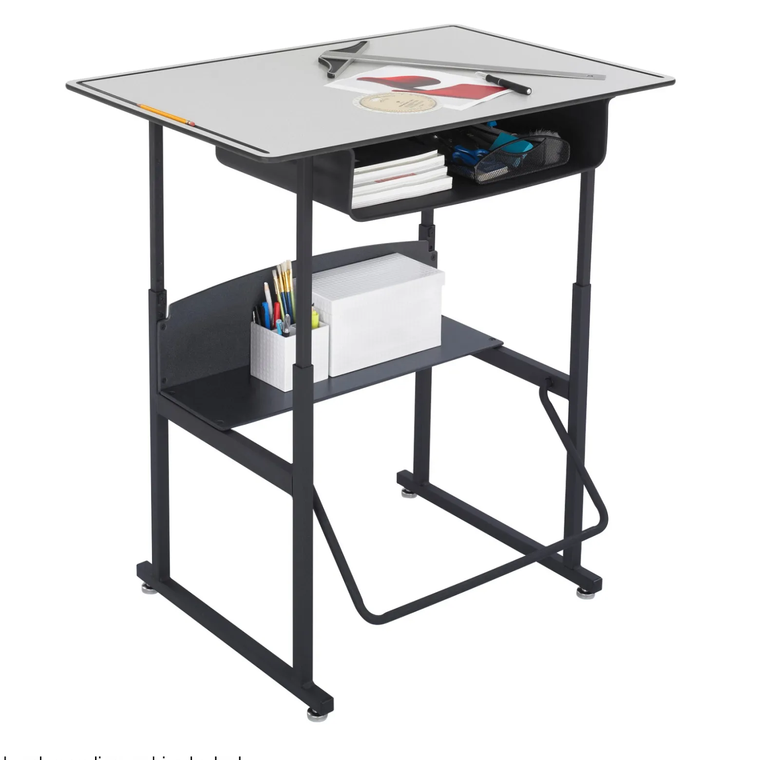 AlphaBetter Adj-Height Standing Desk w/ Premium Top and Book Box 36”x24"