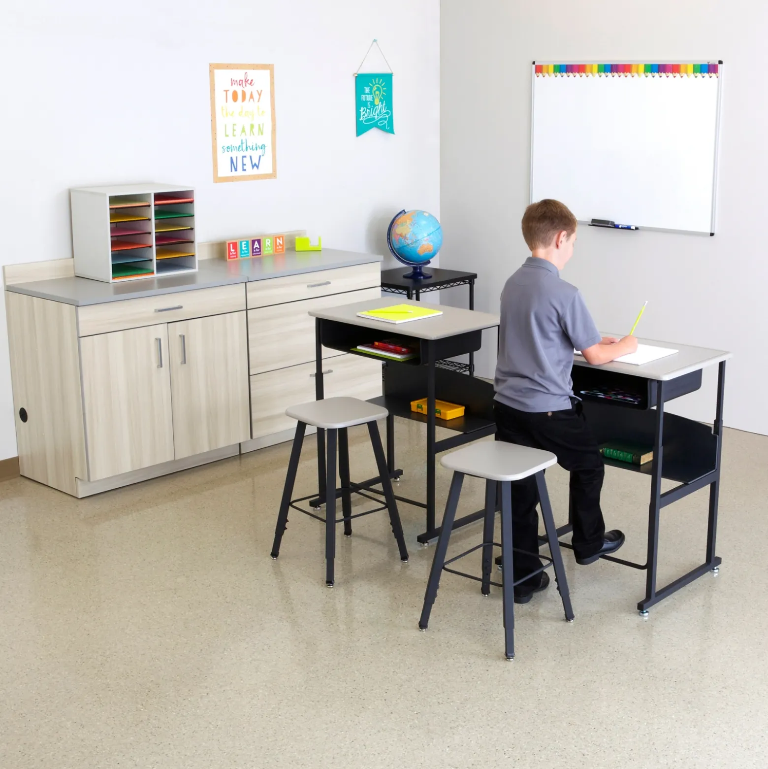 AlphaBetter Adjustable-Height Standing Desk w/ Footrest 36”x24"