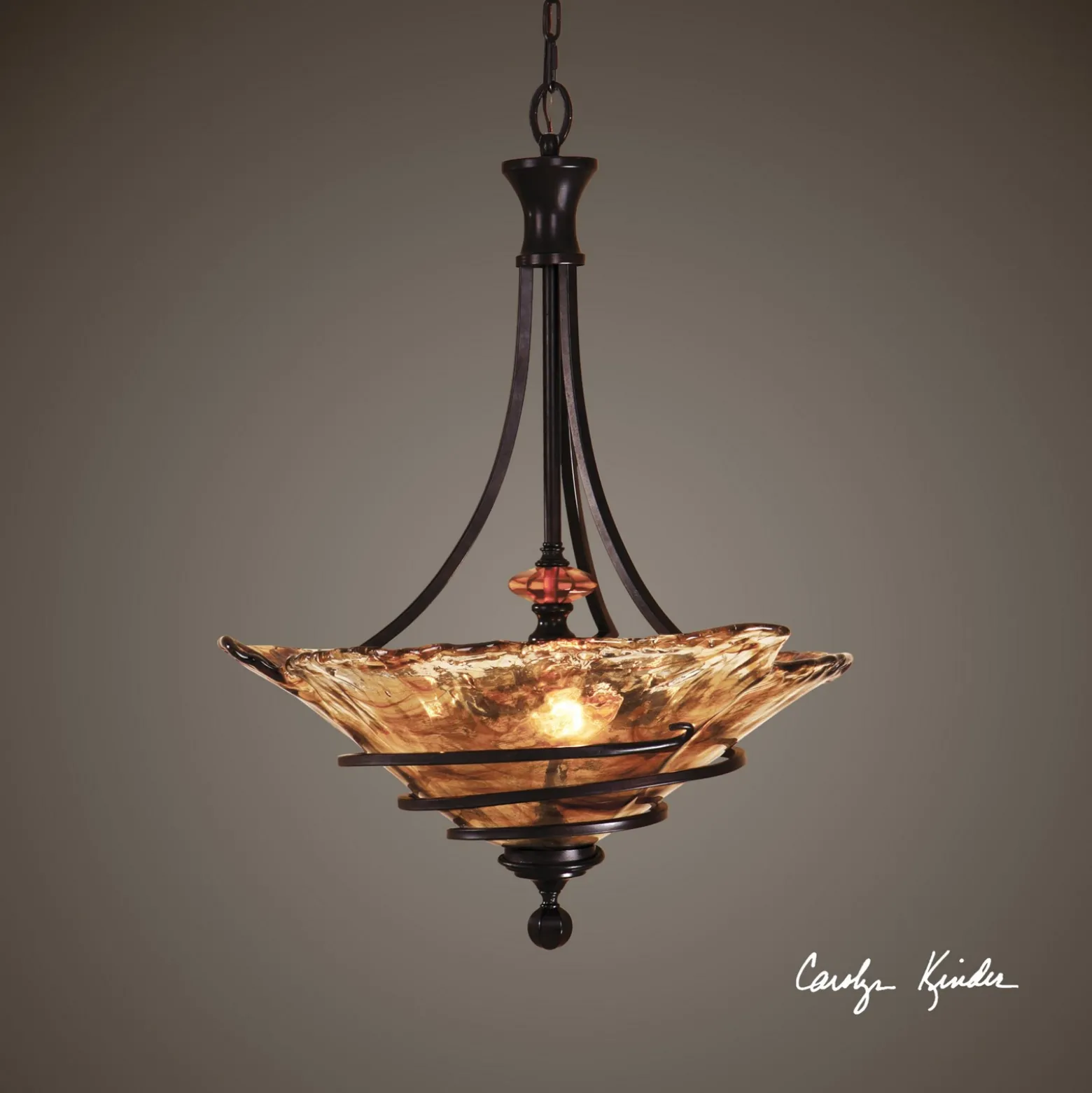 Amber Triangular Pendant Light