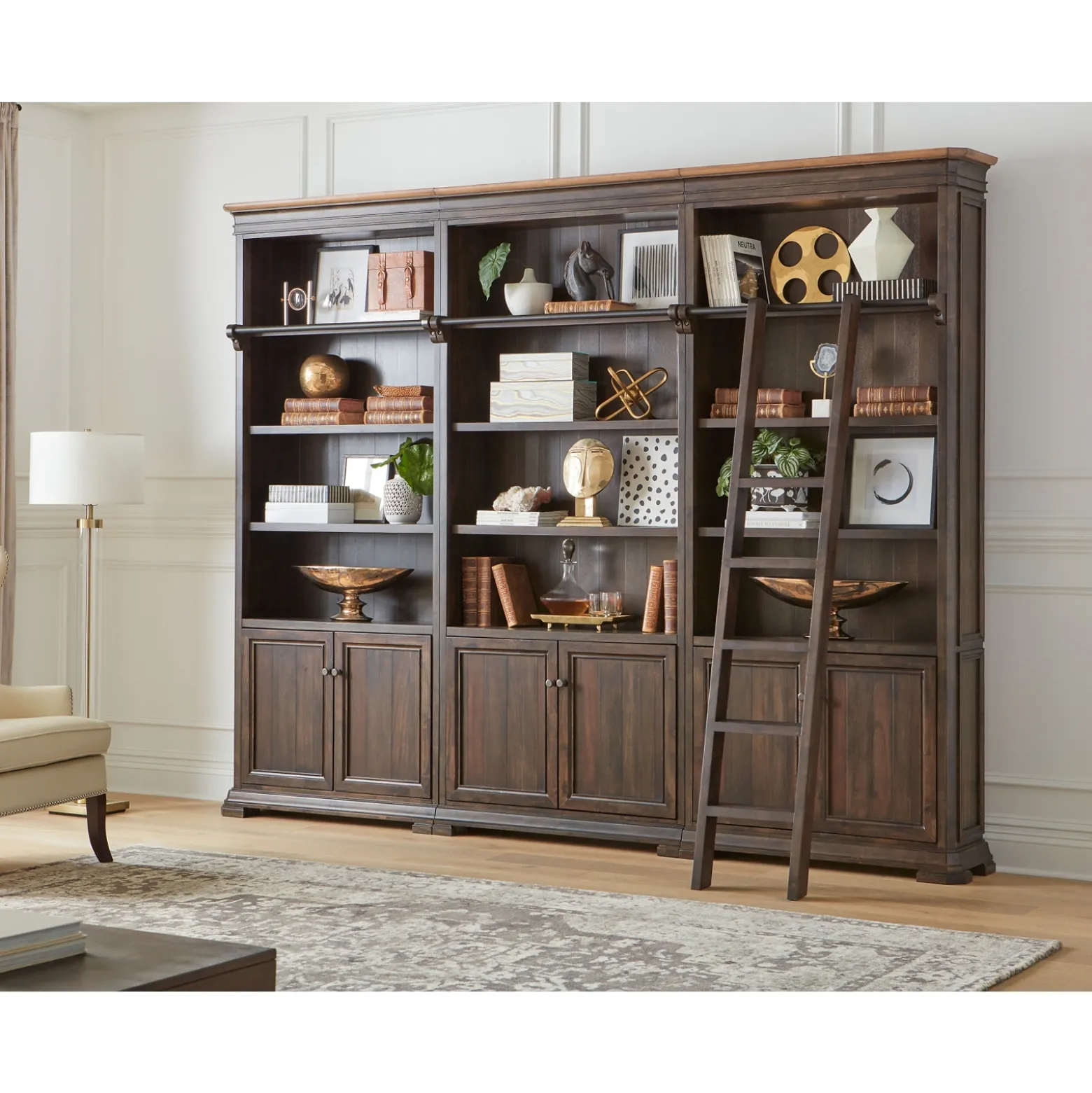 Anderson 3-Section Bookcase w/ Ladder