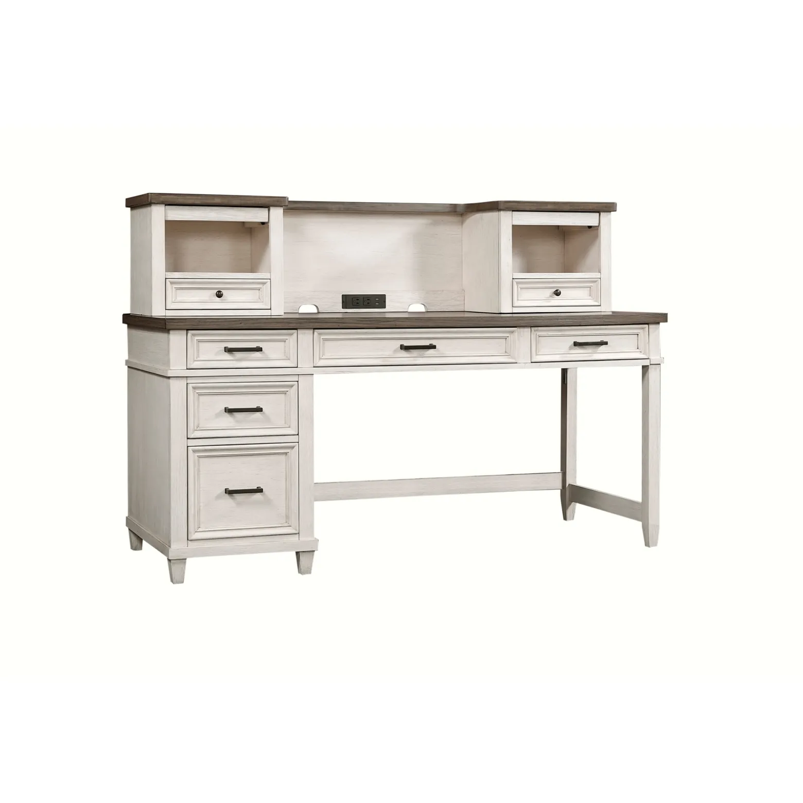 Andover Single Pedestal Desk w/ Hutch - 69"W x 24"D
