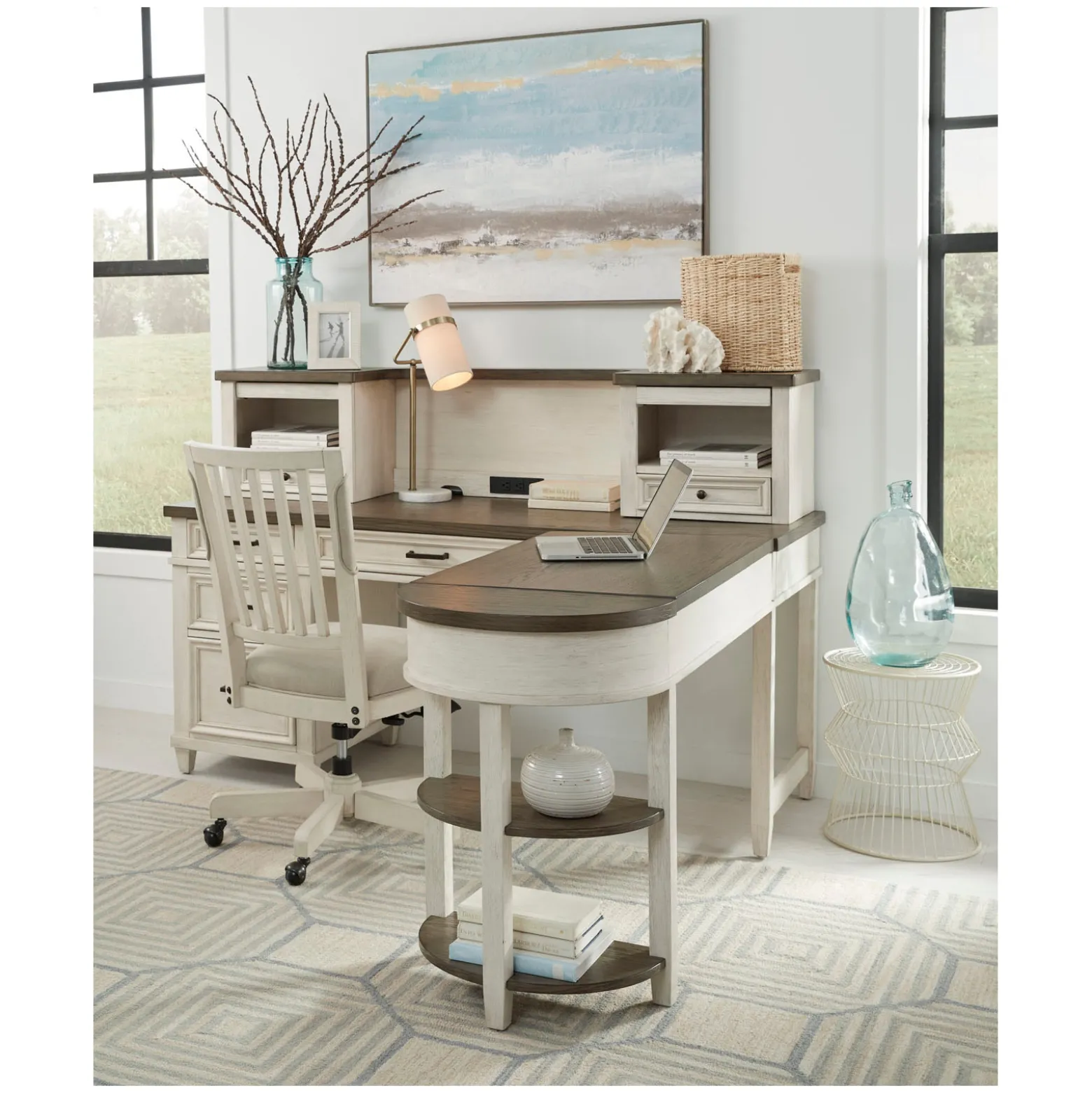 Andover Sit/Stand L-Shaped Desk with Hutch - 69"W x 73"D