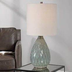 Aqua Rusted Ceramic Table Lamp
