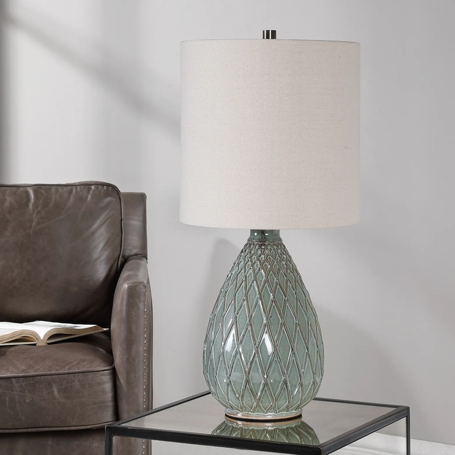 Aqua Rusted Ceramic Table Lamp