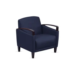 Arc Collection Fabric or Fabric/Polyurethane Arm Chair with Wood Arms