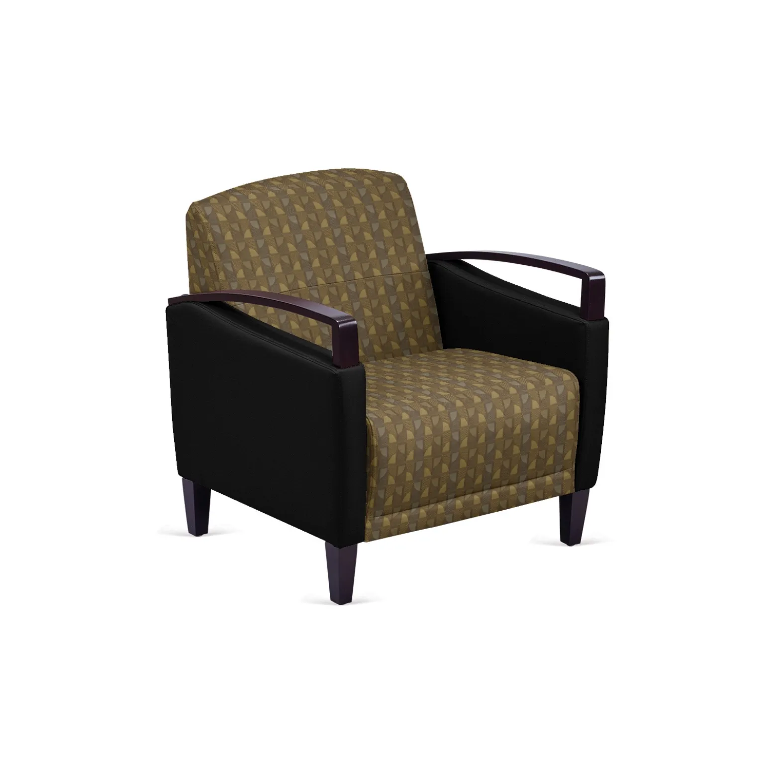 Arc Collection Fabric or Fabric/Polyurethane Arm Chair with Wood Arms