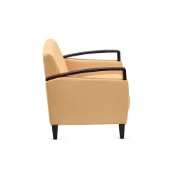 Arc Collection Fabric or Fabric/Polyurethane Arm Chair with Wood Arms