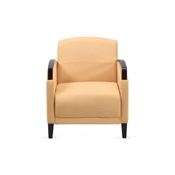 Arc Collection Fabric or Fabric/Polyurethane Arm Chair with Wood Arms