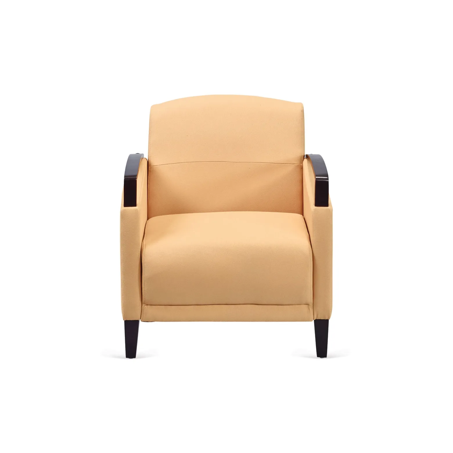 Arc Collection Fabric or Fabric/Polyurethane Arm Chair with Wood Arms