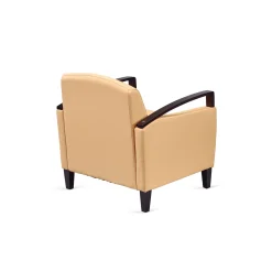 Arc Collection Fabric or Fabric/Polyurethane Arm Chair with Wood Arms