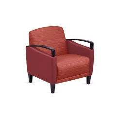 Arc Collection Fabric or Fabric/Polyurethane Arm Chair with Wood Arms