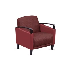 Arc Collection Fabric or Fabric/Polyurethane Arm Chair with Wood Arms