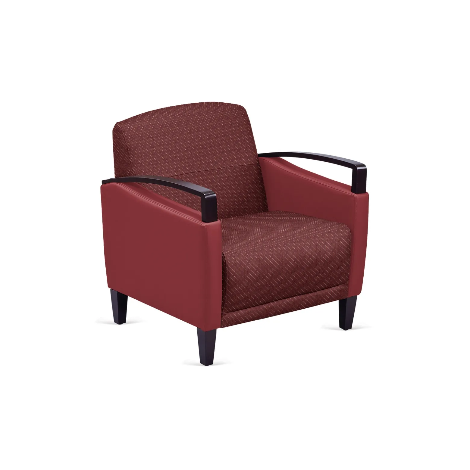 Arc Collection Fabric or Fabric/Polyurethane Arm Chair with Wood Arms