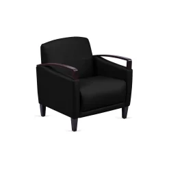 Arc Collection Fabric or Fabric/Polyurethane Arm Chair with Wood Arms