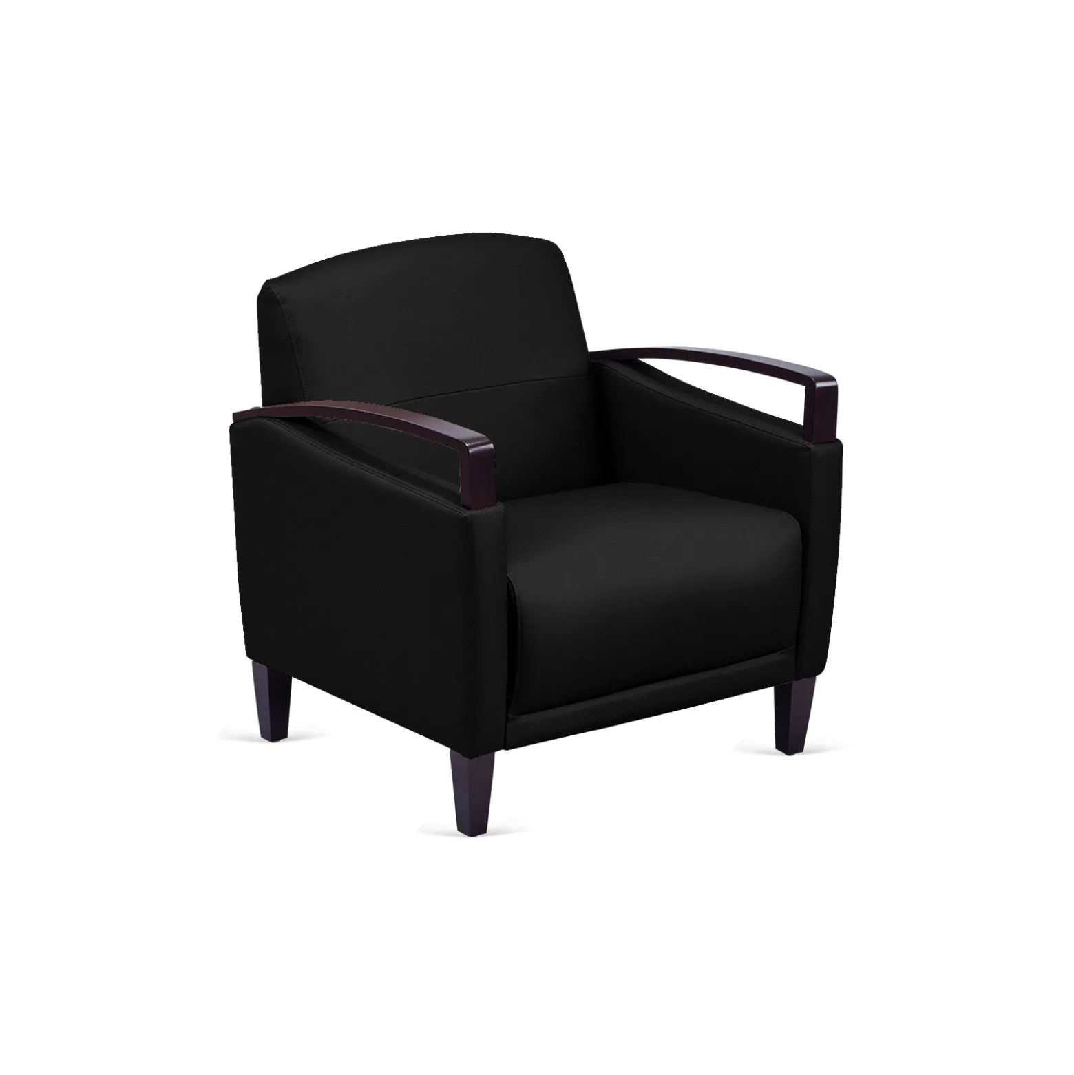 Arc Collection Fabric or Fabric/Polyurethane Arm Chair with Wood Arms