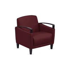 Arc Collection Fabric or Fabric/Polyurethane Arm Chair with Wood Arms