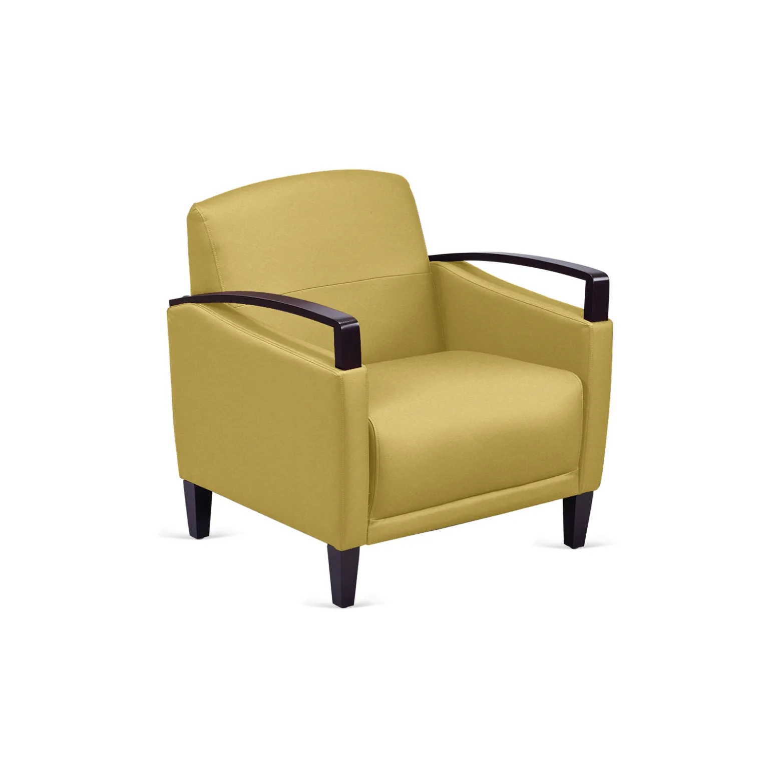 Arc Collection Fabric or Fabric/Polyurethane Arm Chair with Wood Arms