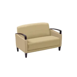 Arc Collection Fabric or Fabric/Polyurethane Loveseat with Wood Arms