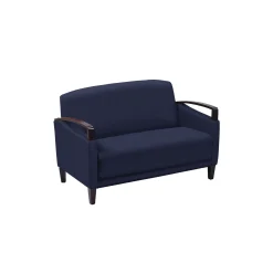 Arc Collection Fabric or Fabric/Polyurethane Loveseat with Wood Arms