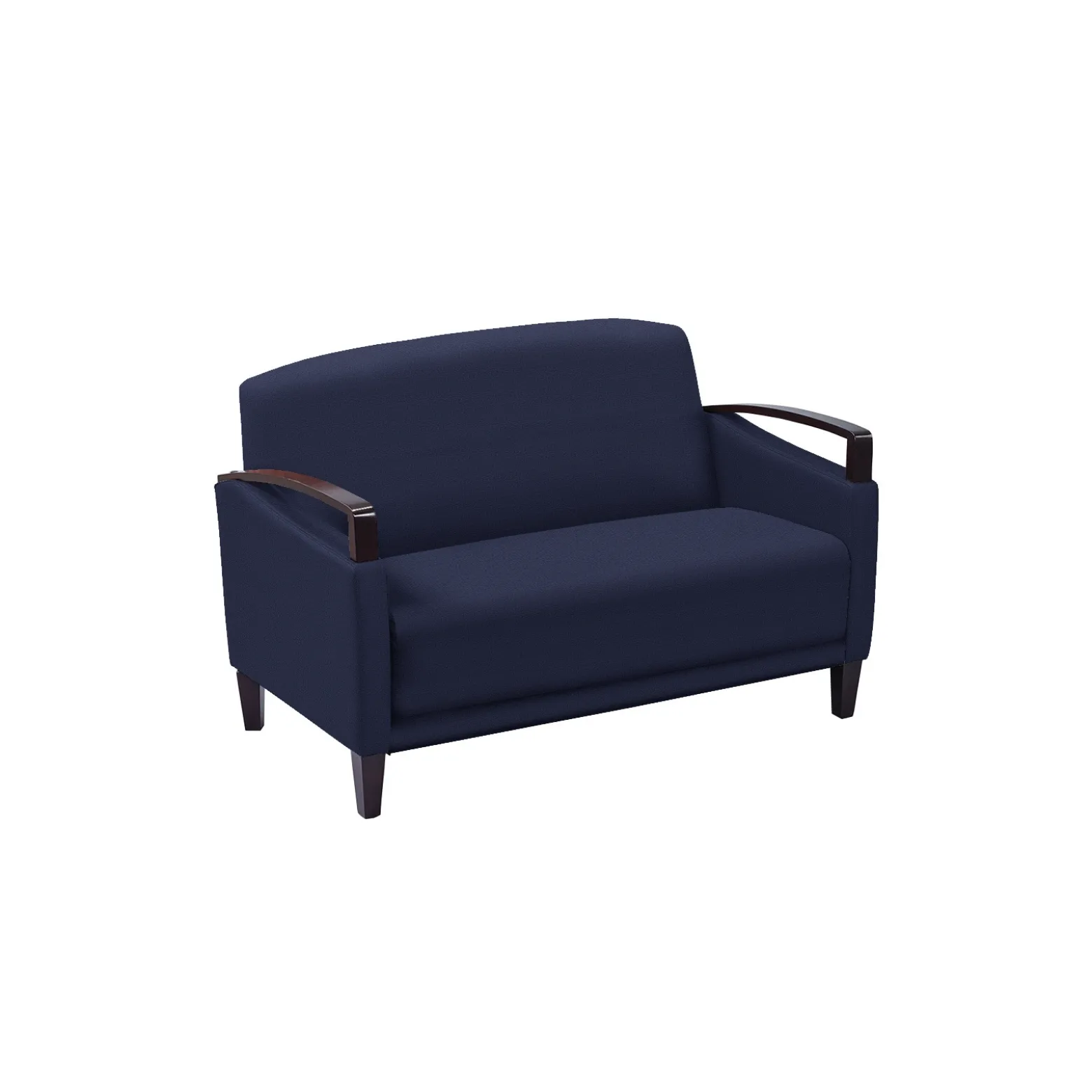 Arc Collection Fabric or Fabric/Polyurethane Loveseat with Wood Arms