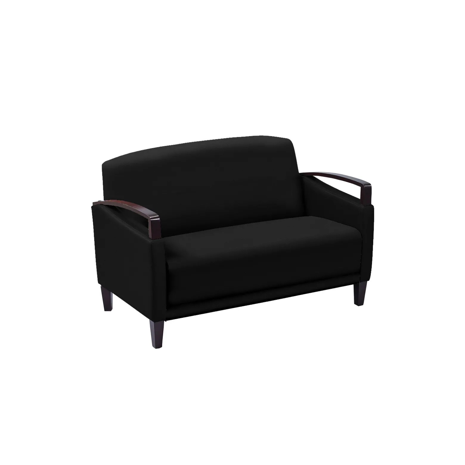 Arc Collection Fabric or Fabric/Polyurethane Loveseat with Wood Arms