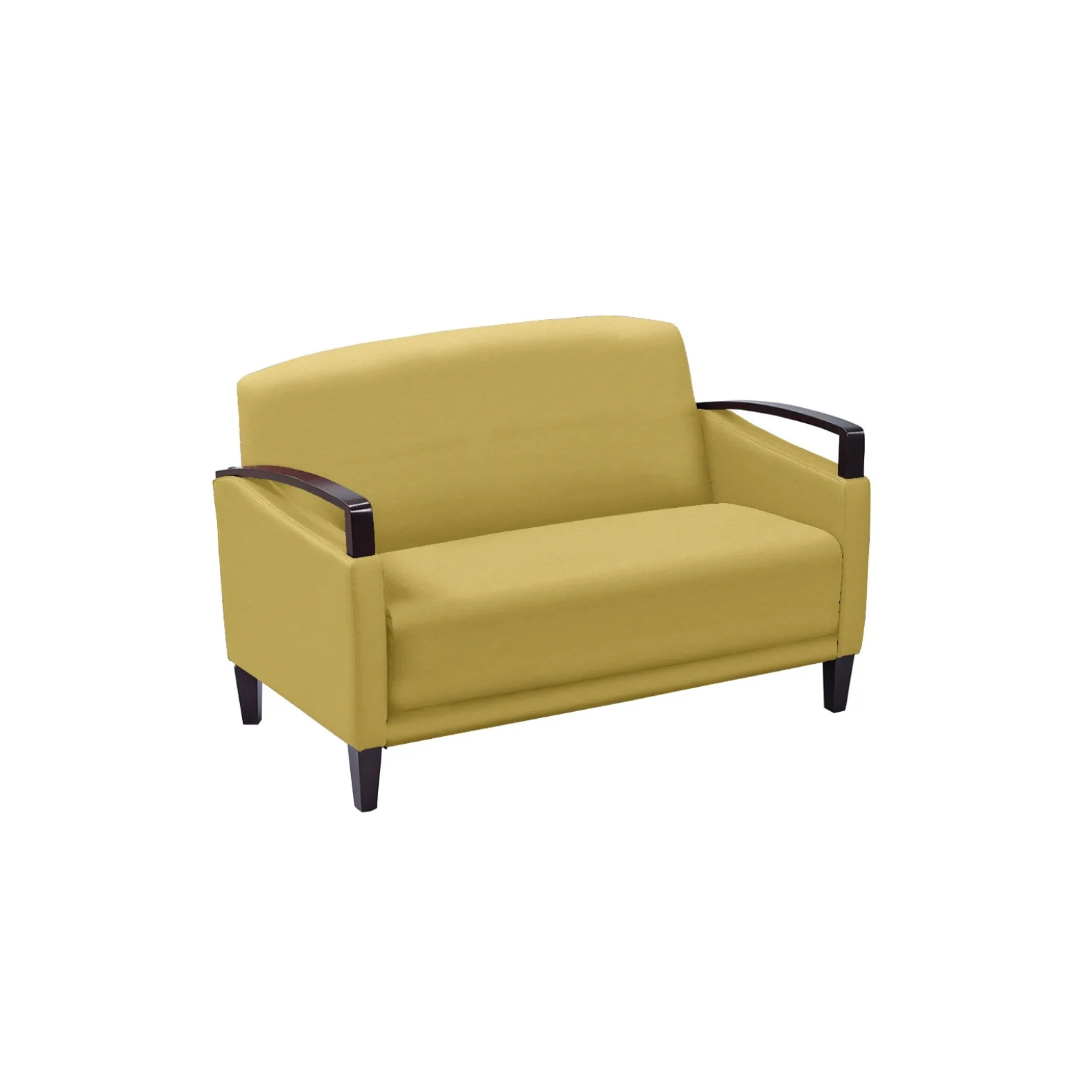 Arc Collection Fabric or Fabric/Polyurethane Loveseat with Wood Arms