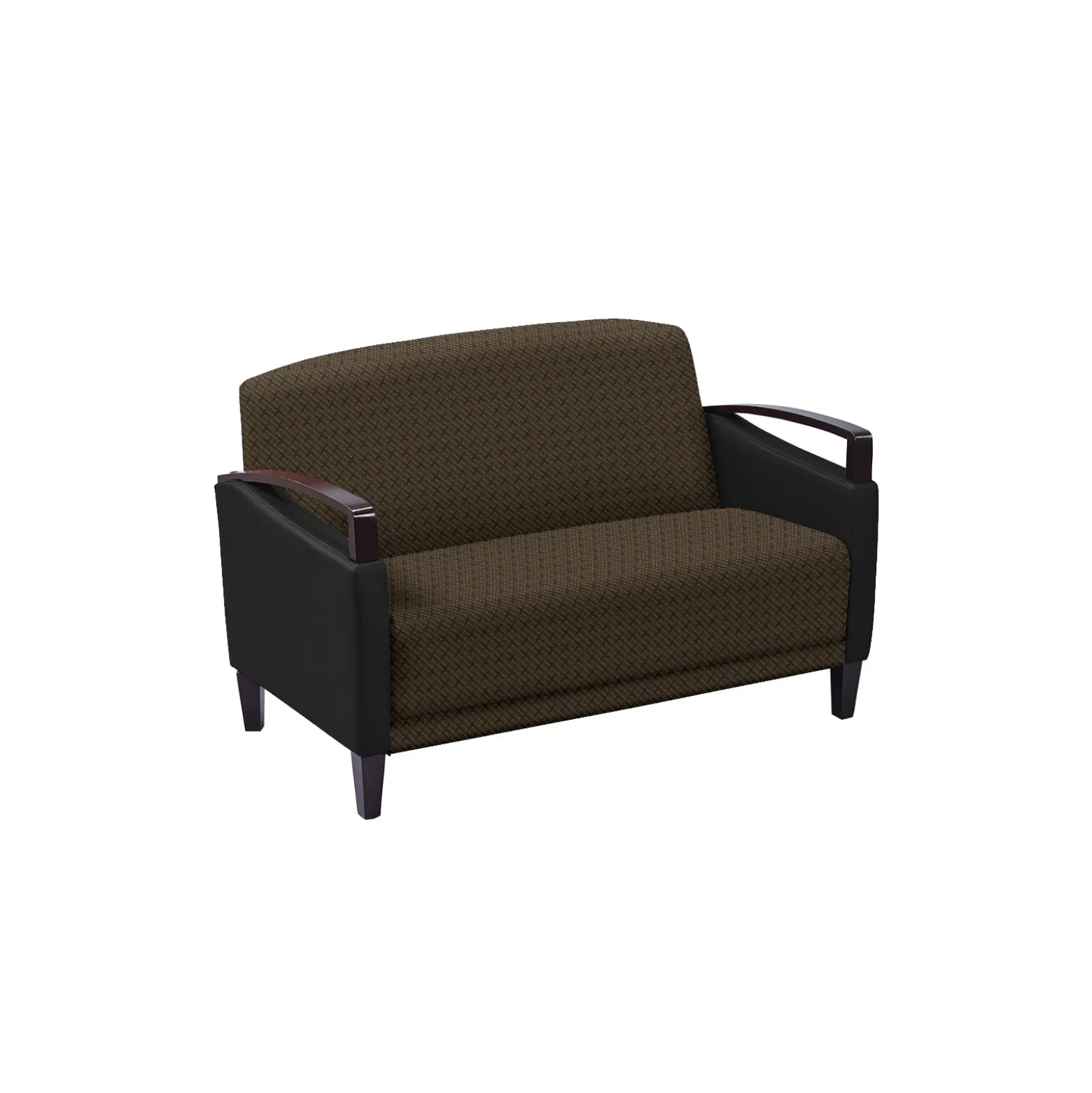 Arc Collection Fabric or Fabric/Polyurethane Loveseat with Wood Arms